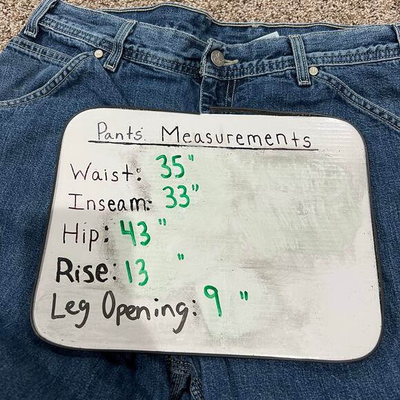 VTG 90s y2k Men's Calvin Klein Carpenter Double Stone Wash Blue Denim Jeans 34 - Picture 10 of 10